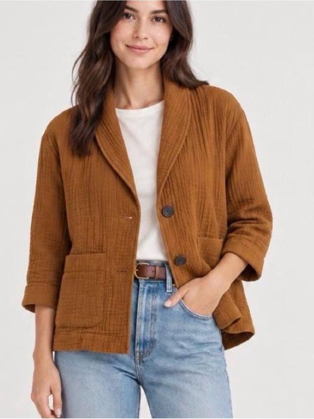 Madewell Lightspun Dorset Blazer XS In Golden Brown $138